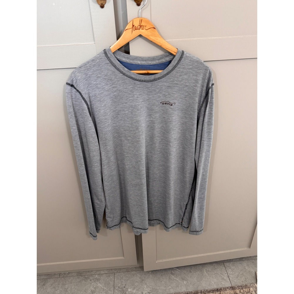 Orvis Trout Bum Mens Medium Gray Heather Long Sleeve T-Shirt Fishing Performance